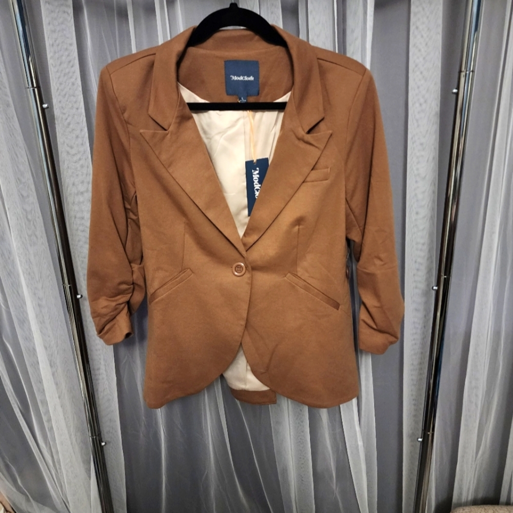 ModCloth | Khaki Fine & Sandy Blazer Size Large